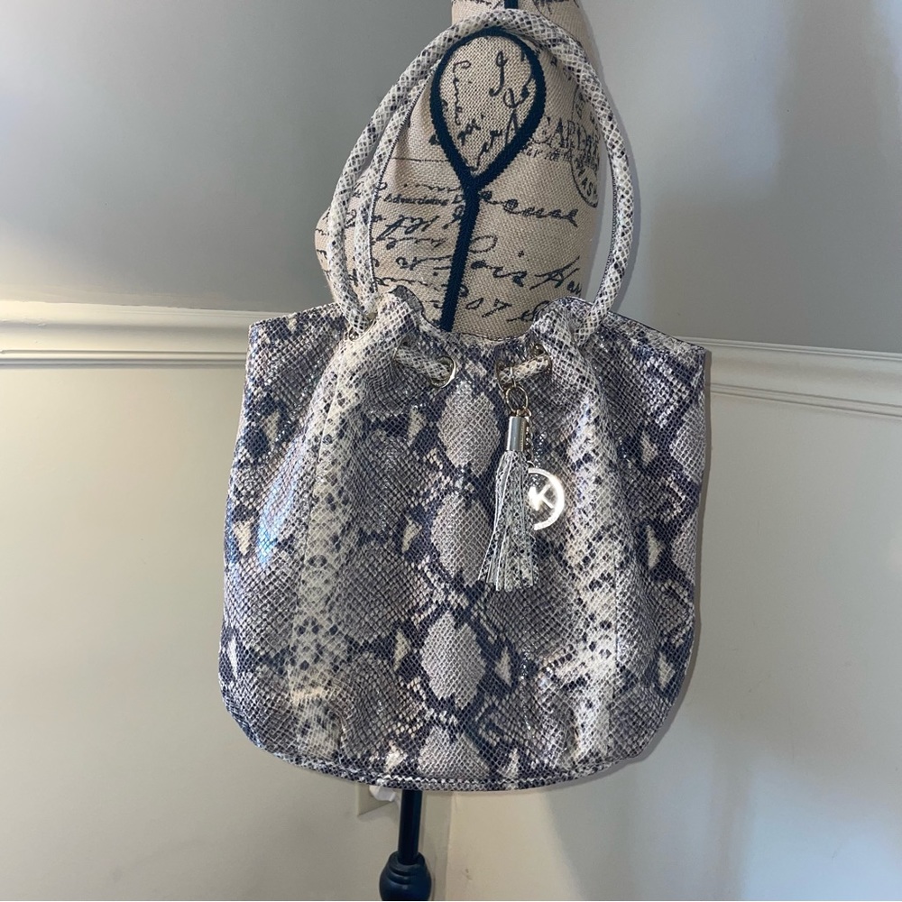 MICHAEL KORS Python Embossed Leather Ring Handle … - image 1